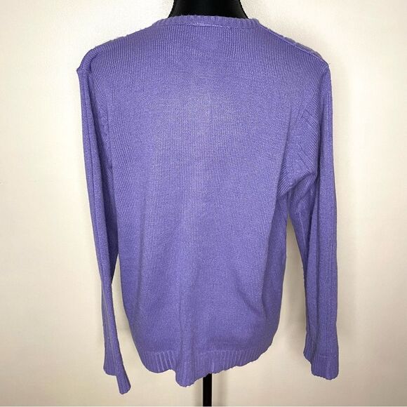 Sara Morgan Sweater Vintage Cardigan Cable Knit Button Up Vtg Purple Size Large - Picture 7 of 10